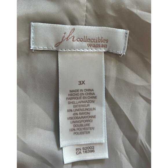JH Collectibles Woman's 3X Beige Linen Blend Button-Front Jacket Lagenlook - Picture 3 of 9